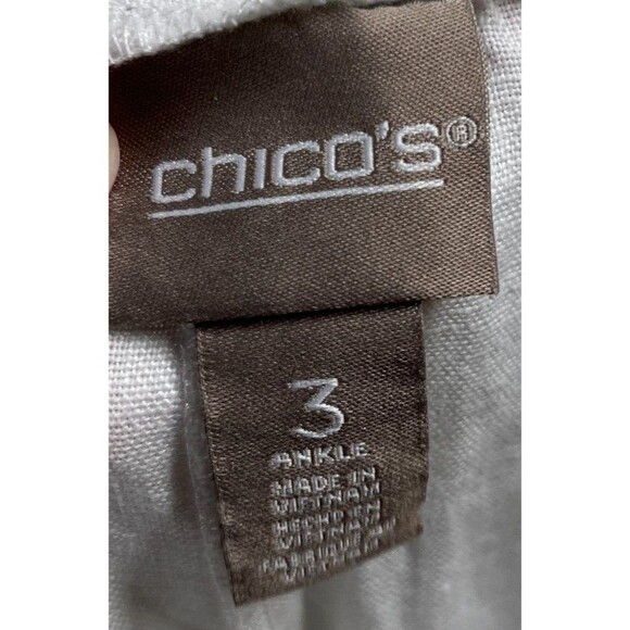 Chico's Pants Women's 3 Size XL 16 White 100% Linen Stretch Waist Ankle Pull On - Picture 5 of 6
